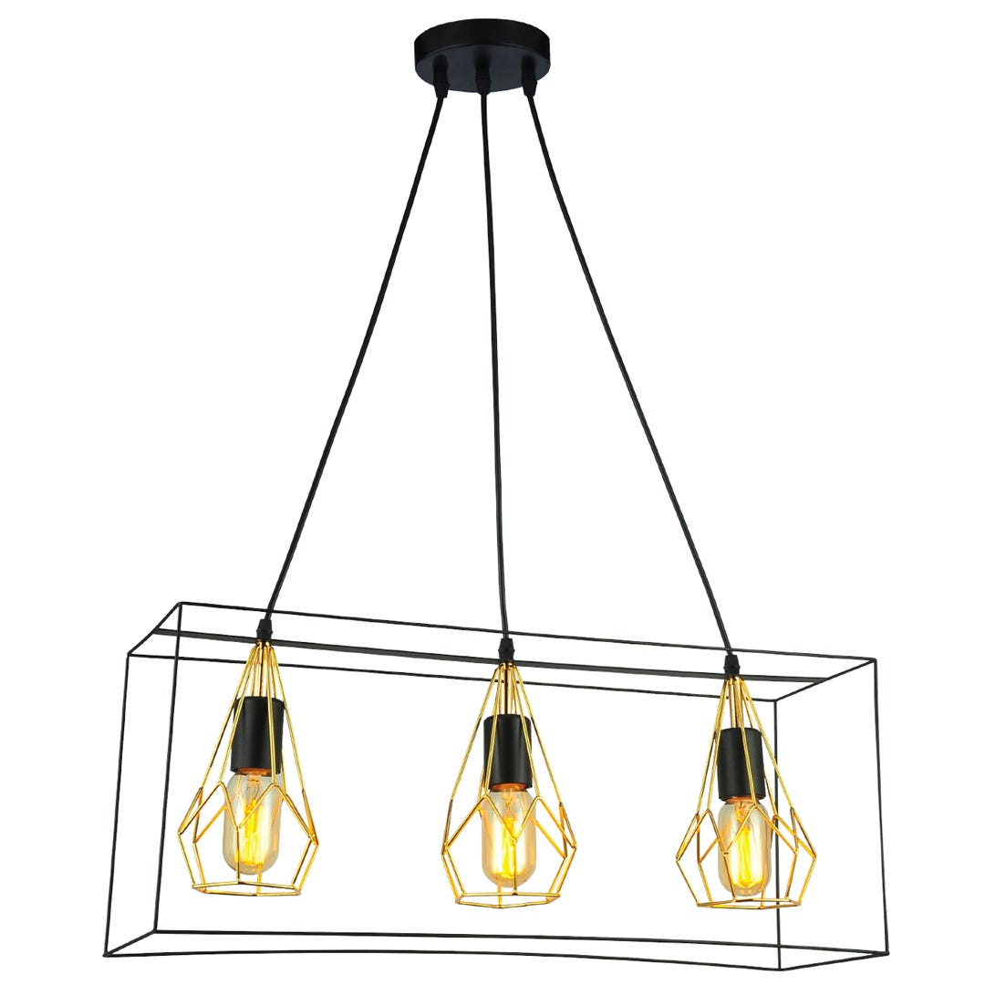 MAJESTIC Pendant Light, 23.6 in, Black and Gold