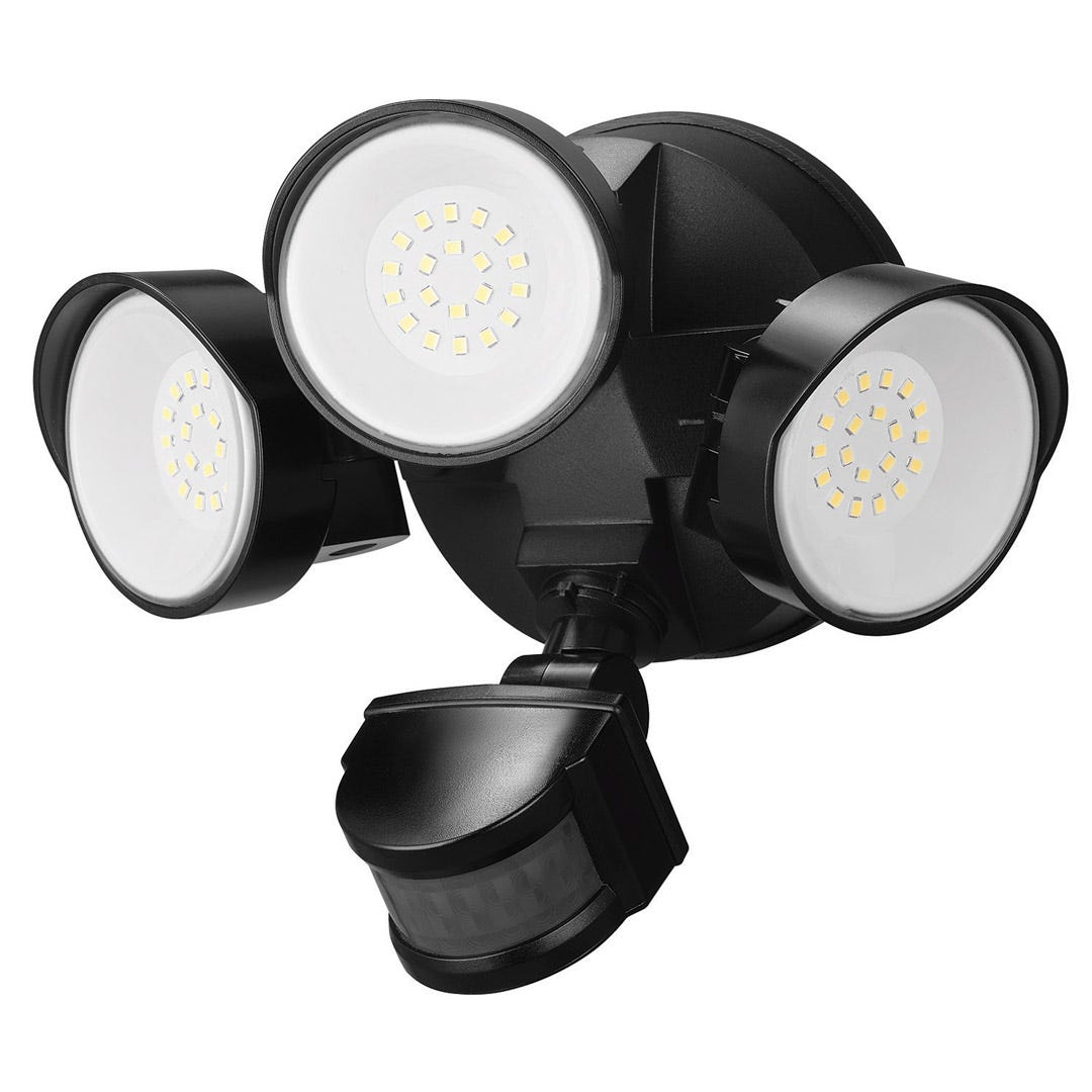 Solar-Powered LED Security Light, Black