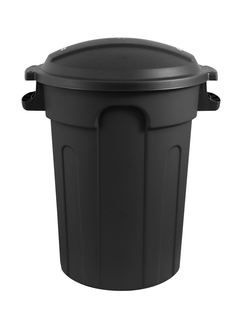 Black Garbage Bin with Lid, 80 L