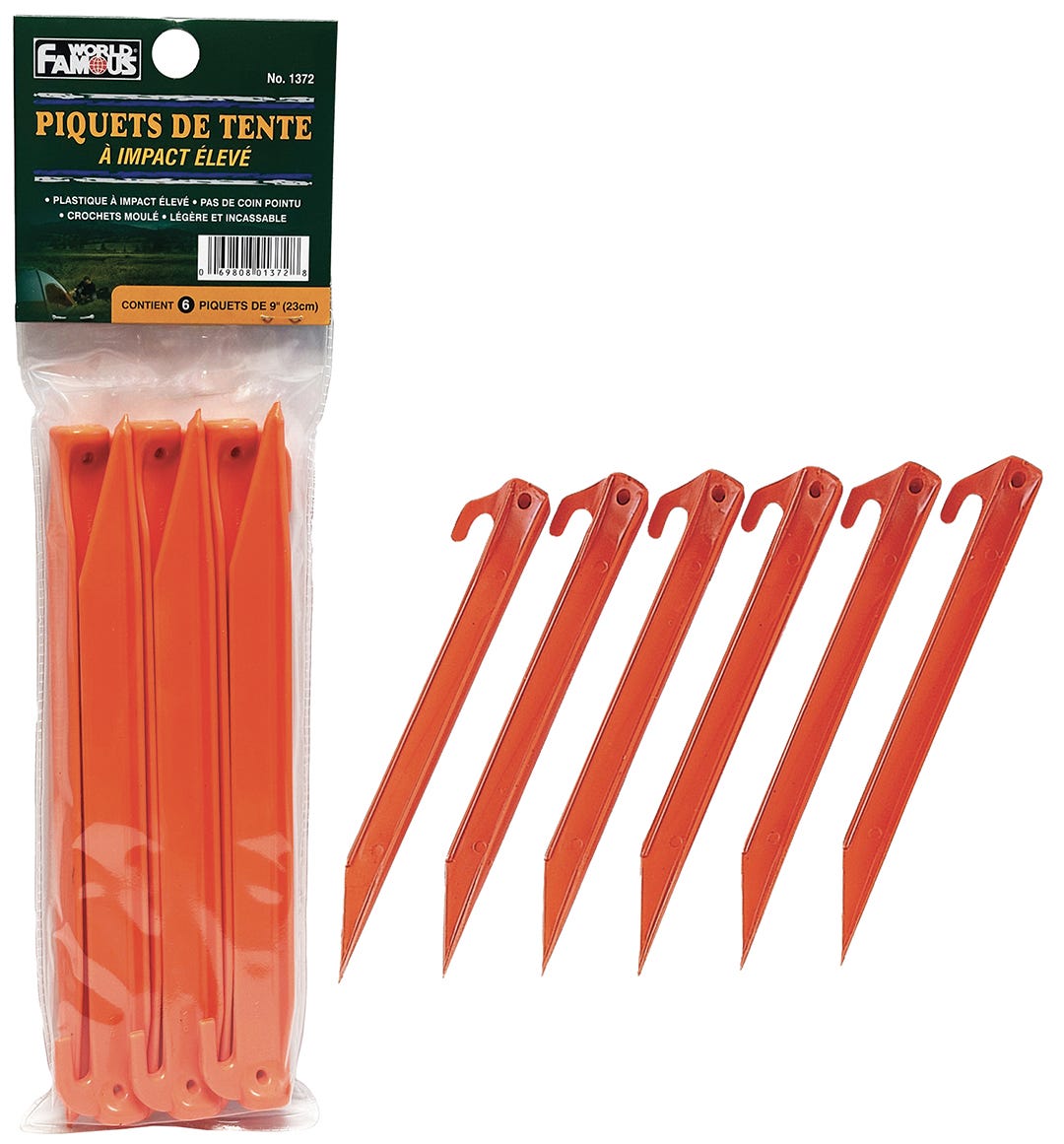 Plastic Tent Stakes, 9 in., 6/pack