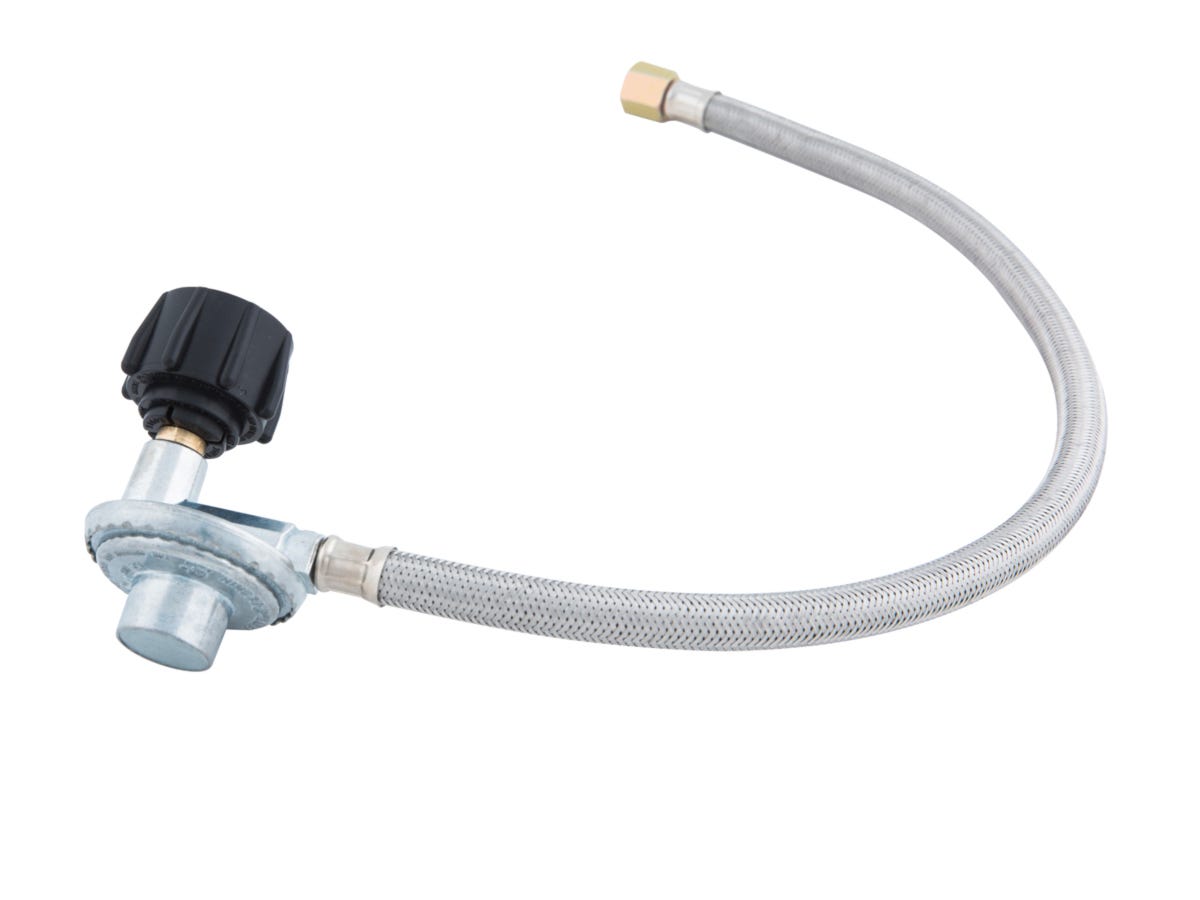 21-in. Braided Hose and Regulator, Stainless Steel, 4.53-in. X 12-in. X 2.6-in.