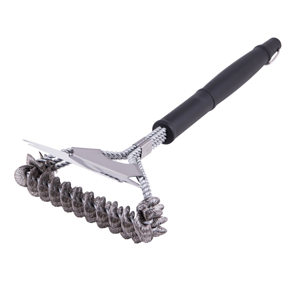 Triple Coil Wide Head Grill Brush, Black, 4-in. X 17-in. X 7-in.