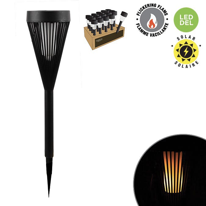 Black Solar Lantern with Flame Effect LED
