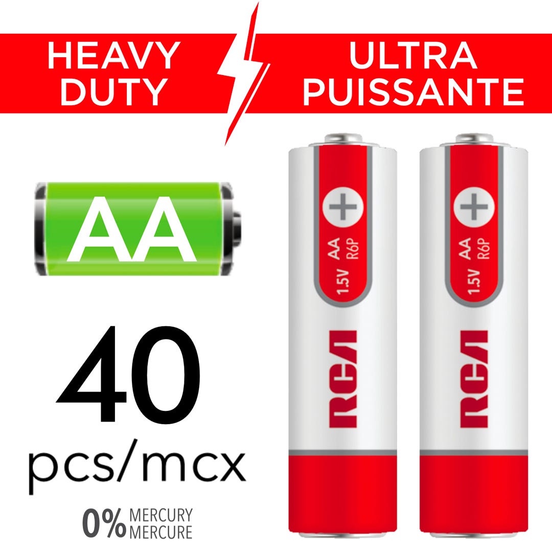 RCA Ultra Powerful Battery, AA, 40/Pack