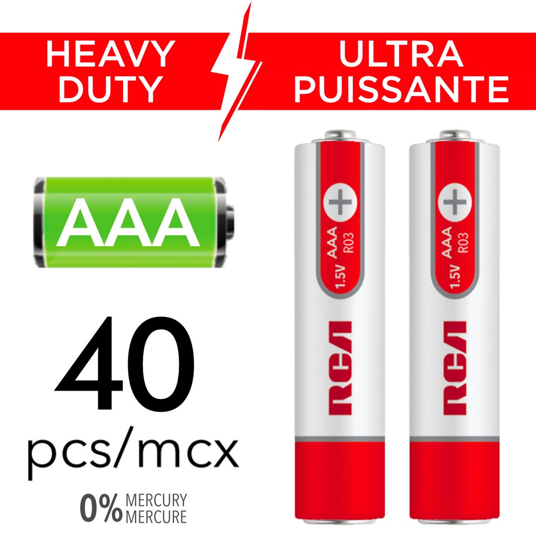 RCA Ultra Powerful Battery, AAA, 40/Pack