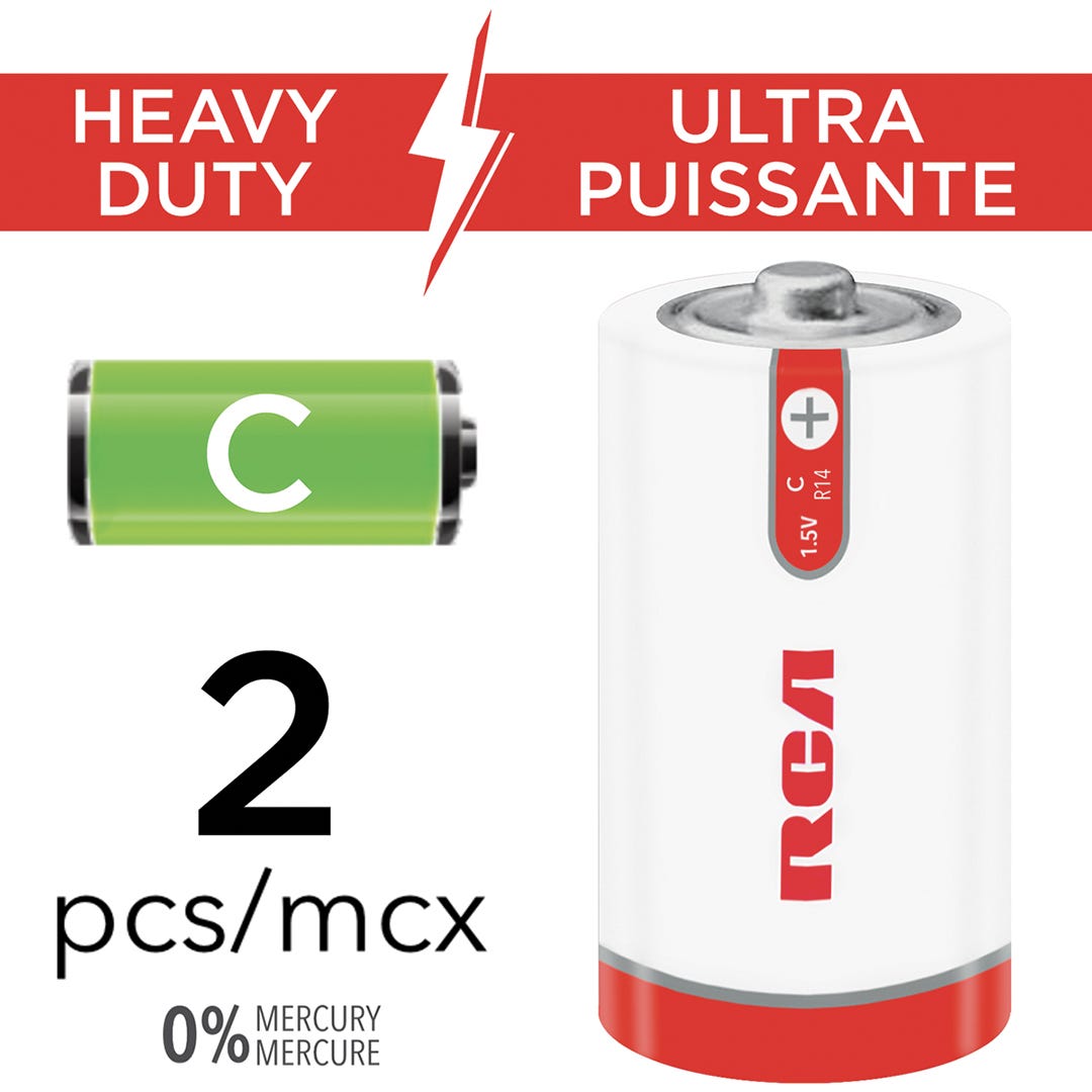 RCA Ultra Power C Batteries, 2/pack