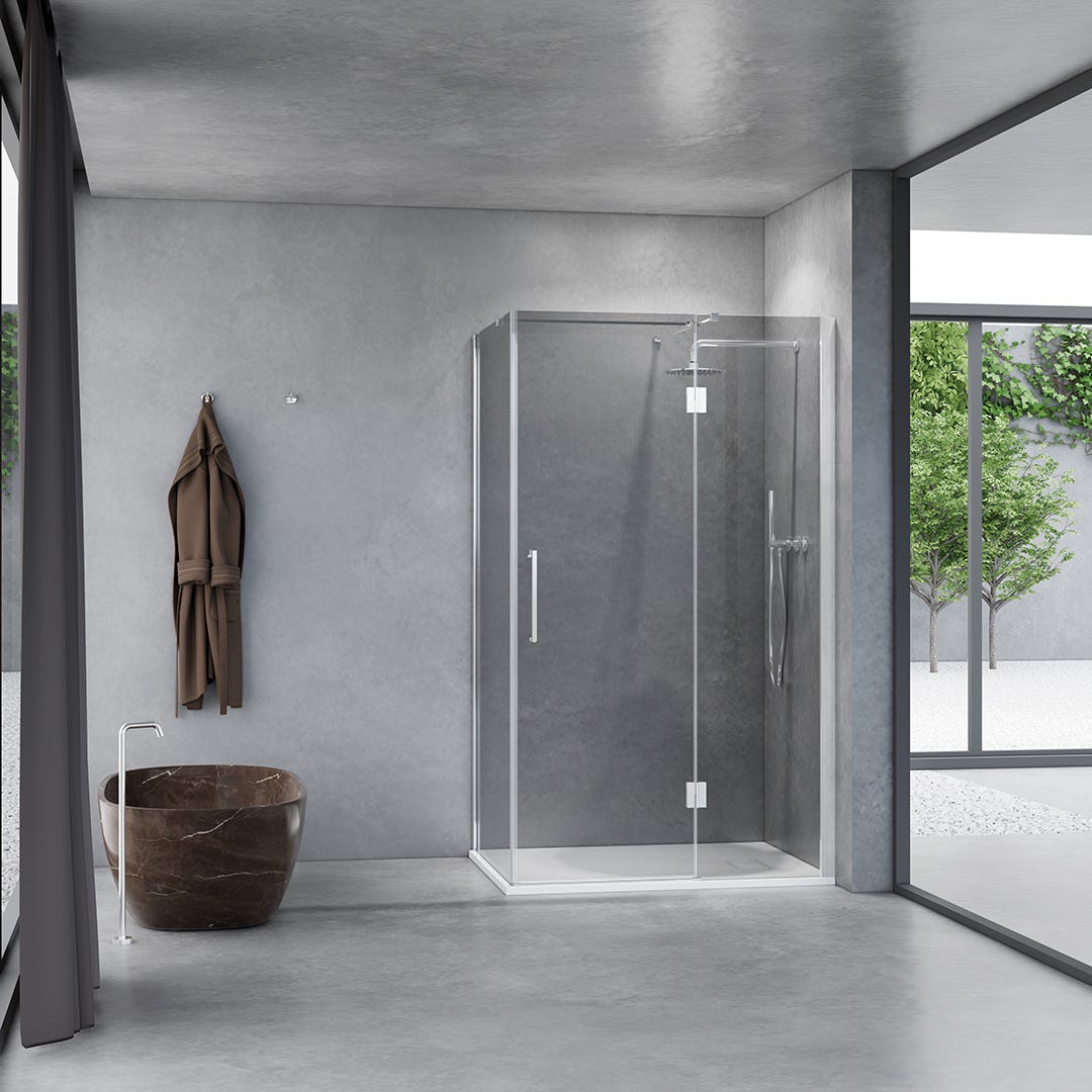 DELLEN Shower Kit, 48 in. x 36 in., Chrome Finish, Smoked