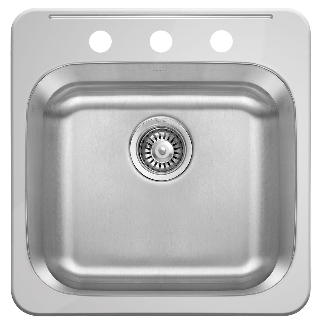 Single Bowl Countertop Sink, 3 Holes, 20 in. x 20-1/2 in. x 7 in.