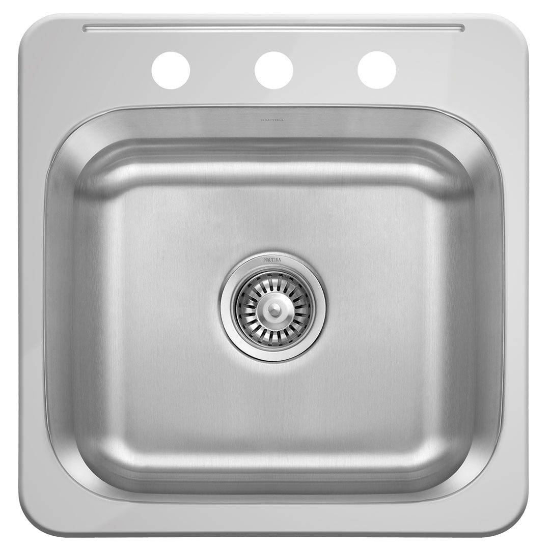 Single Bowl Countertop Sink, 3 Holes, 20 in. x 20-1/2 in. x 8 in.
