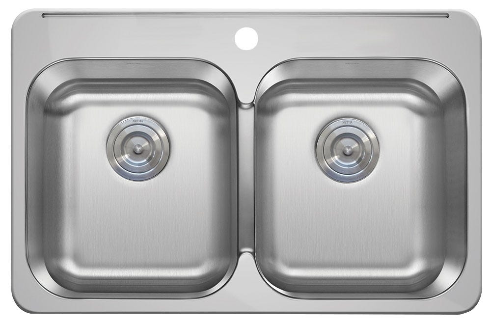 Double Bowl Countertop Sink, 1 Hole, 31-1/2 in. x 20-5/8 in. x 7 in.