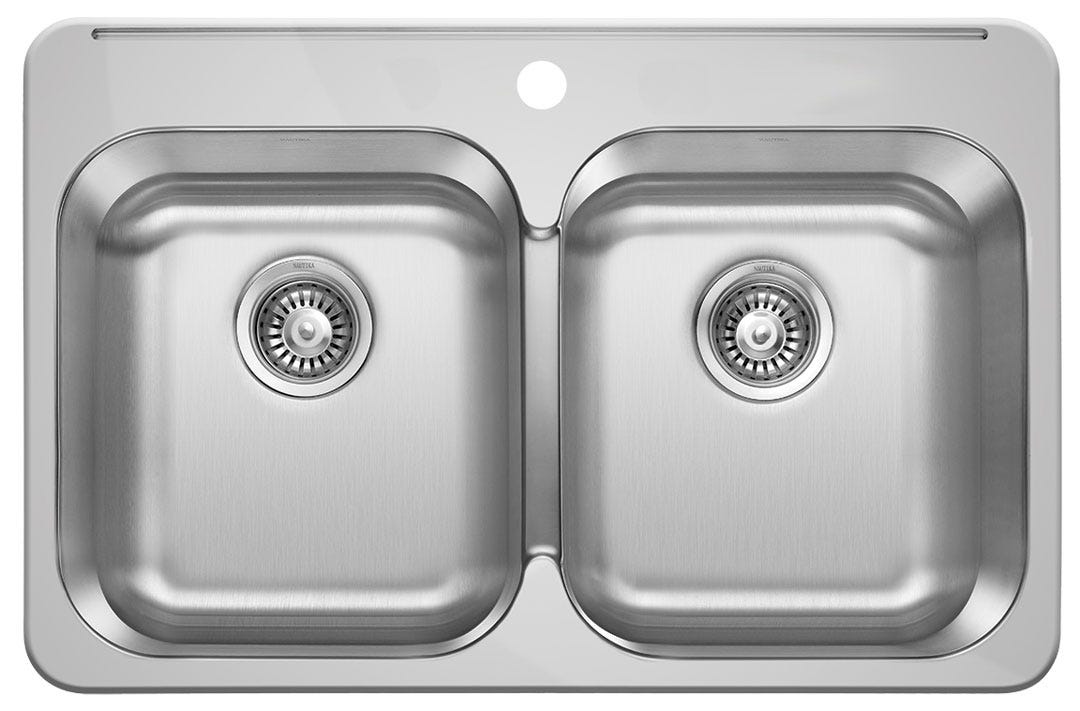 Double Bowl Countertop Sink, 1 Hole, 31-1/2 in. x 20-5/8 in. x 8 in.