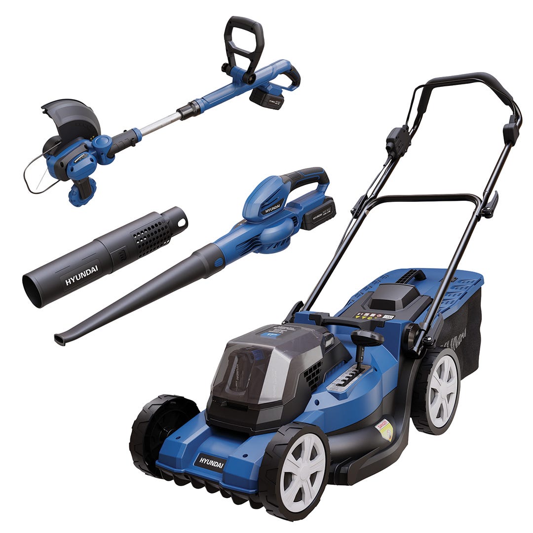 Cordless Mower, Trimmer and Blower Set, 2 x 20 V Li-Ion, 2 x 4 Ah 20 V Battery