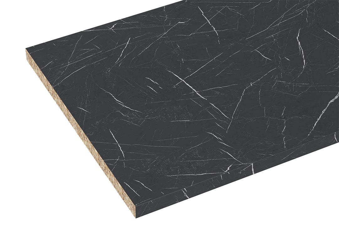 Laminate Countertop, 98-1/2 in. x 25 in. x 1-1/8 in., Black Marble