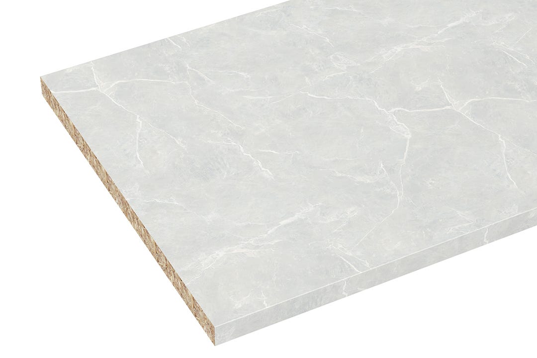 Laminate Countertop, 98-1/2 in. x 25 in. x 1-1/8 in., White Marble