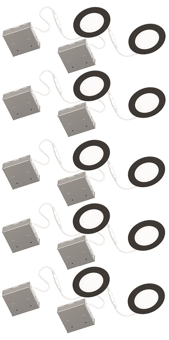 STAK Recessed Luminaire, 4000k, 4 in., Black, 10/Pack