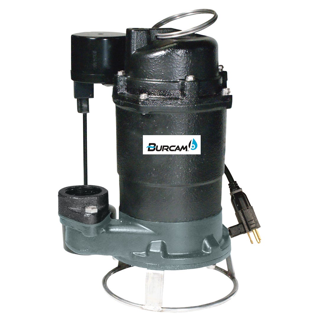 BURCAM Vertical Float Grinder Sewage Pump, 3/4 HP