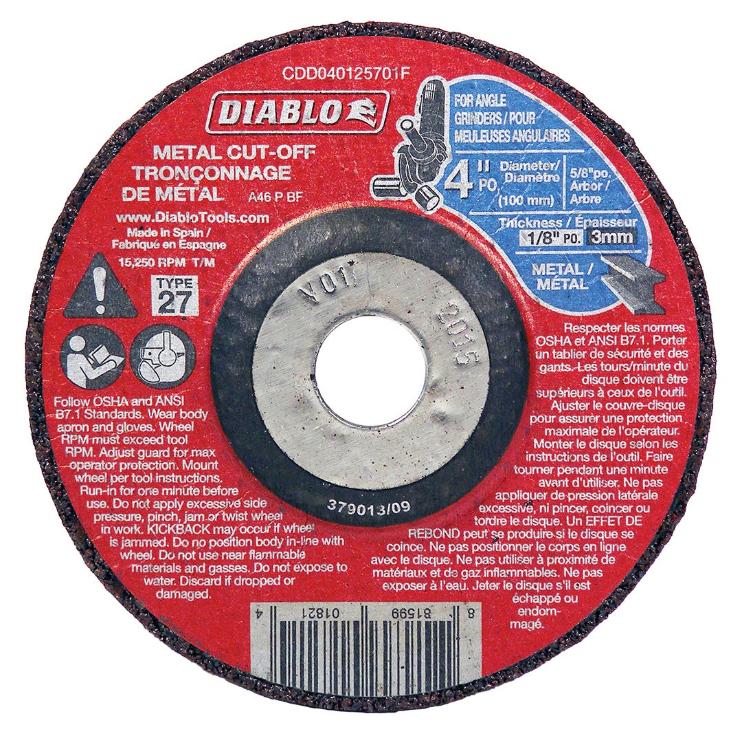 Metal Cut-Off Disc, type 27, 4 in. X 1/8 in. 5/8 in. arbor