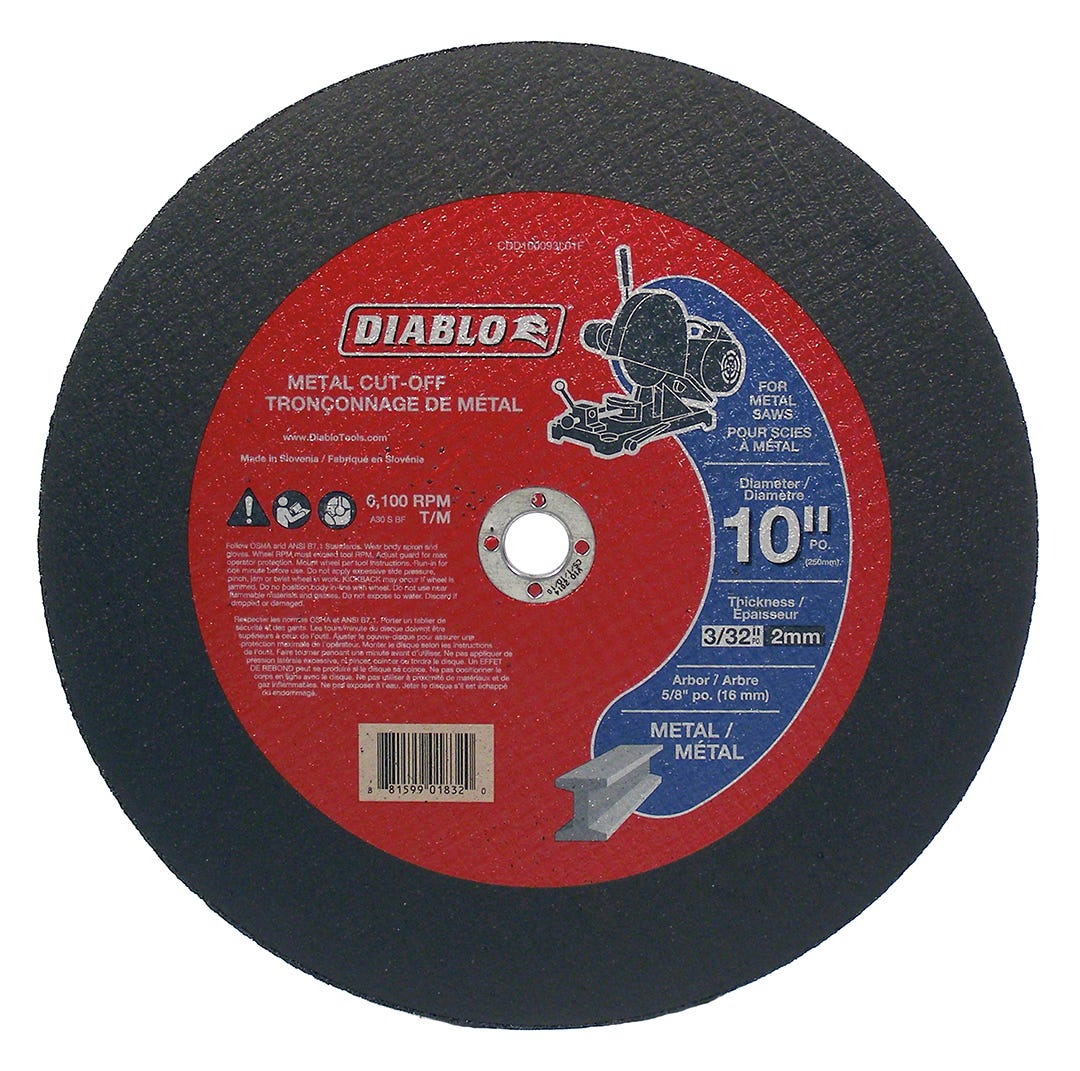Metal Cut-Off Disc, 10 in. X 3/32 in. 5/8 in. Arbor