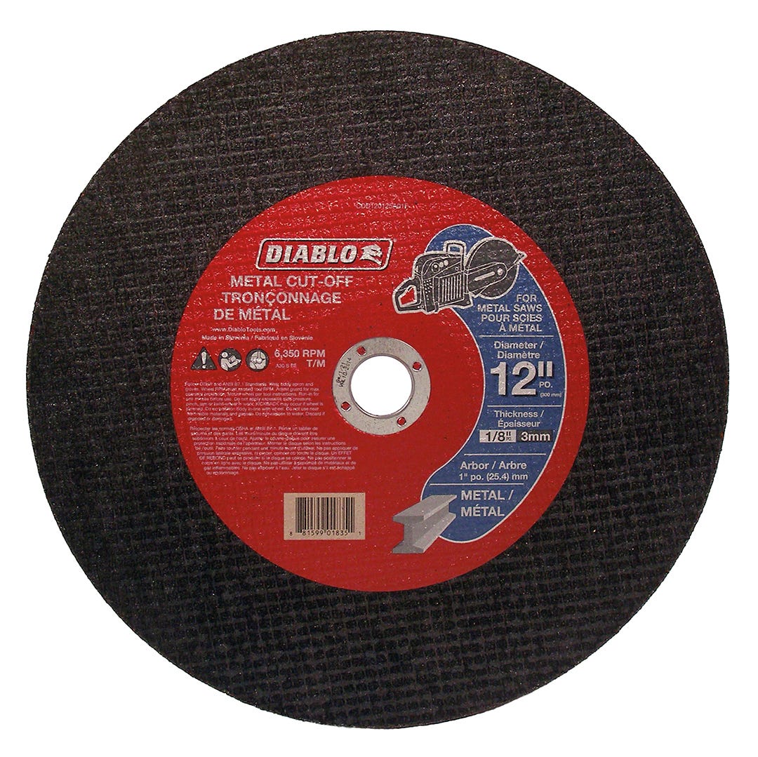 Metal Cut-Off Disc, 12 in. X 1/8 in., 1 in. Arbor