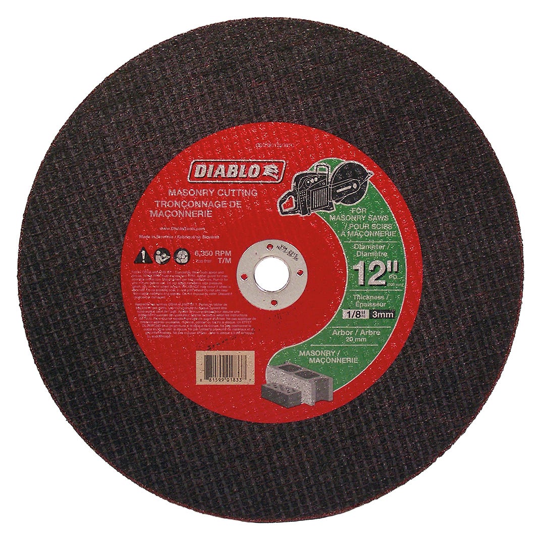 Masonry Cutting Disc, 12 in. X 1/8 in., 20 mm arbor