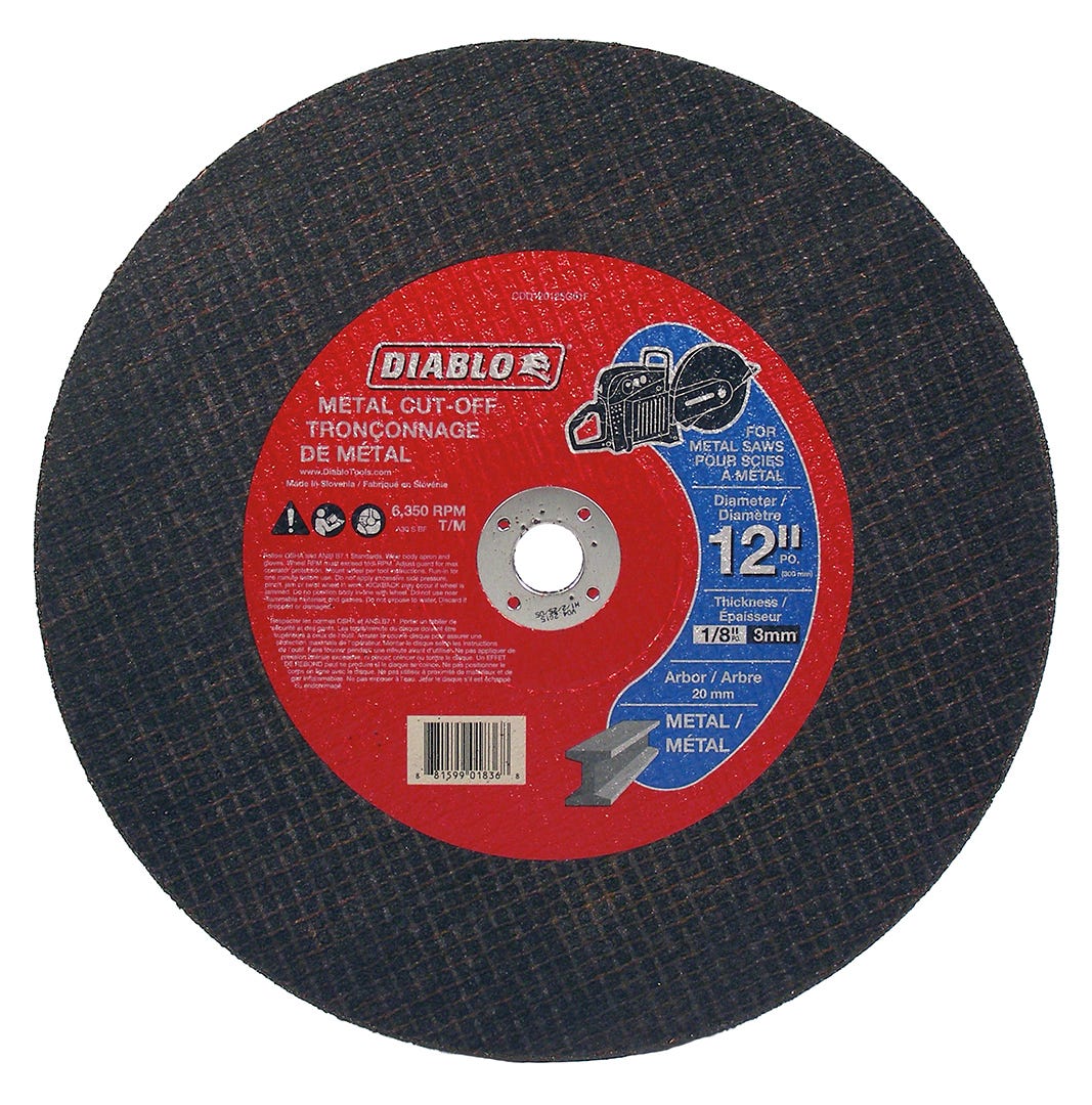 Metal Cut-Off Disc, 12 in. X 1/8 in., 20 mm arbor