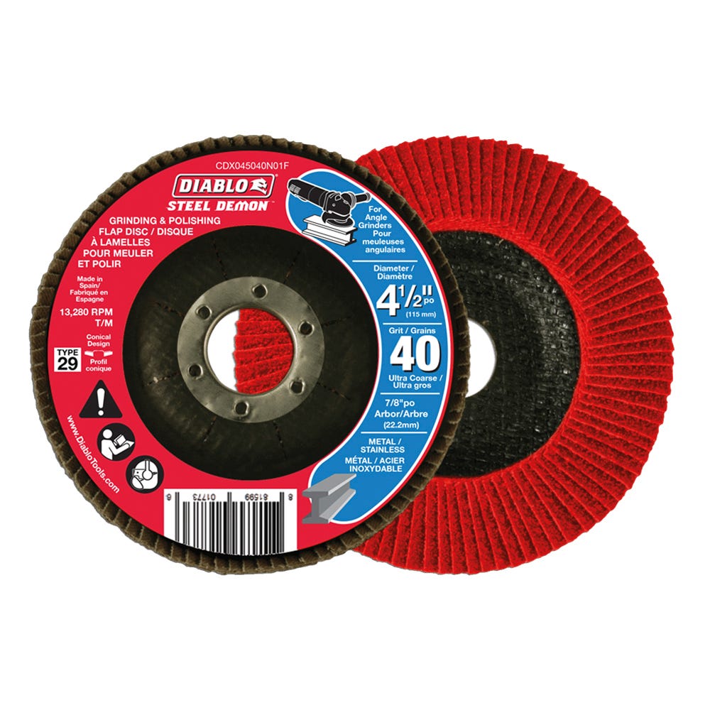 Grinding & Polishing Flap Disc, 4-1/2 in., 40 grit