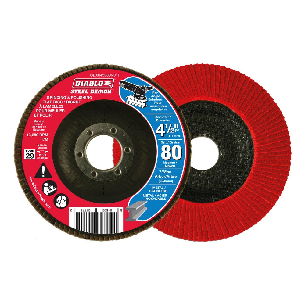 Grinding & Polishing Flap Disc, 4-1/2 in., 80 grit