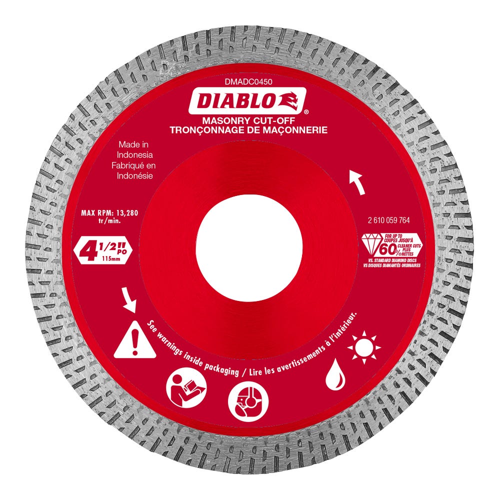 4-1/2 in. Diamond Continuous Rim Cut-Off Discs for Masonry