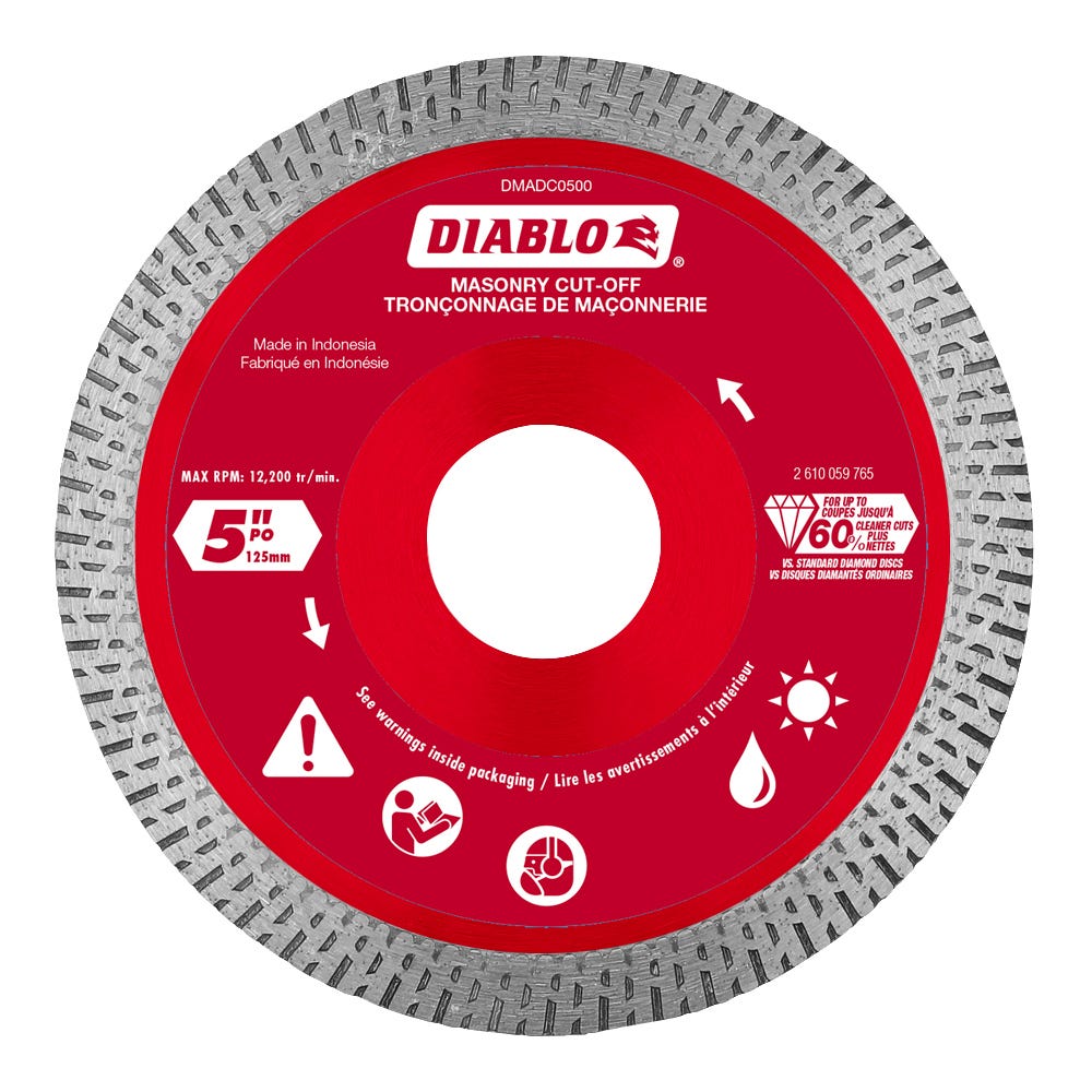 5 in. Diamond Continuous Rim Cut-Off Discs for Masonry