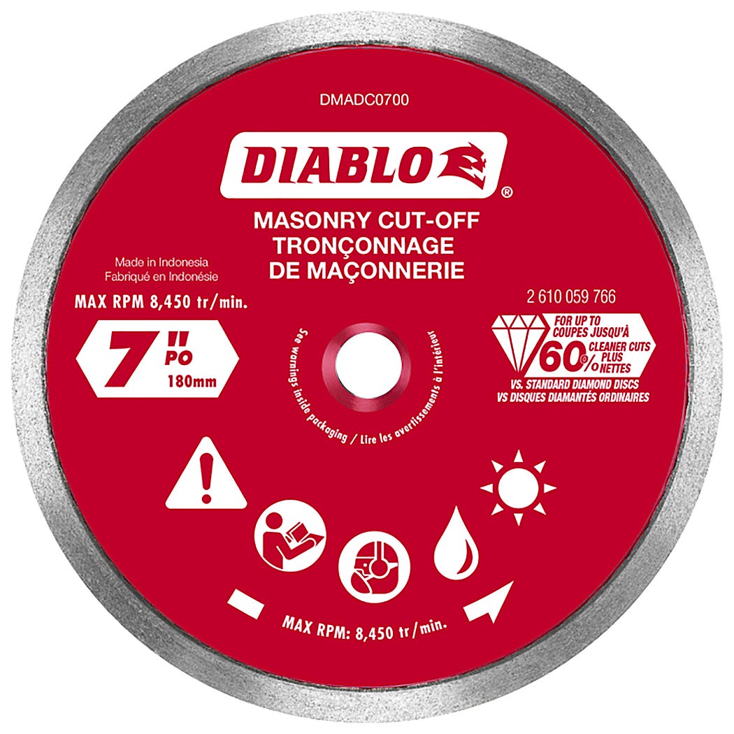 7 in. Diamond Continuous Rim Cut-Off Discs for Masonry