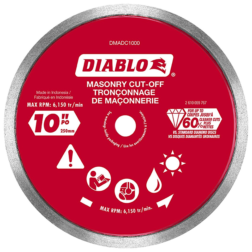 10 in. Diamond Continuous Rim Cut-Off Discs for Masonry