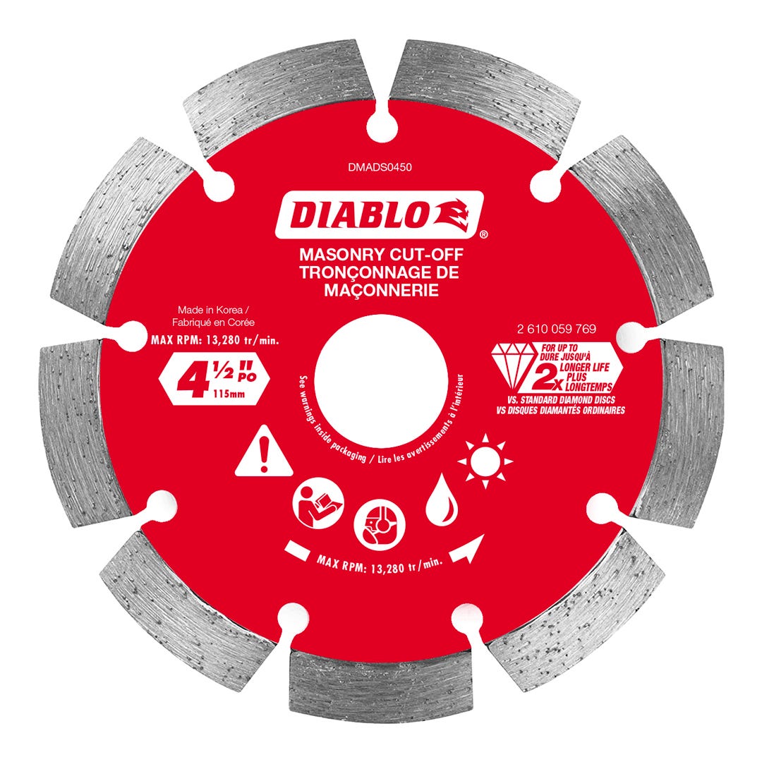 4-1/2 in. Diamond Segmented Rim Cut-Off Discs for Masonry