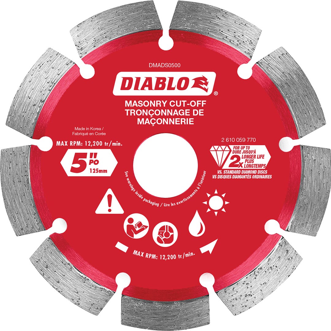 5 in. Diamond Segmented Rim Cut-Off Discs for Masonry