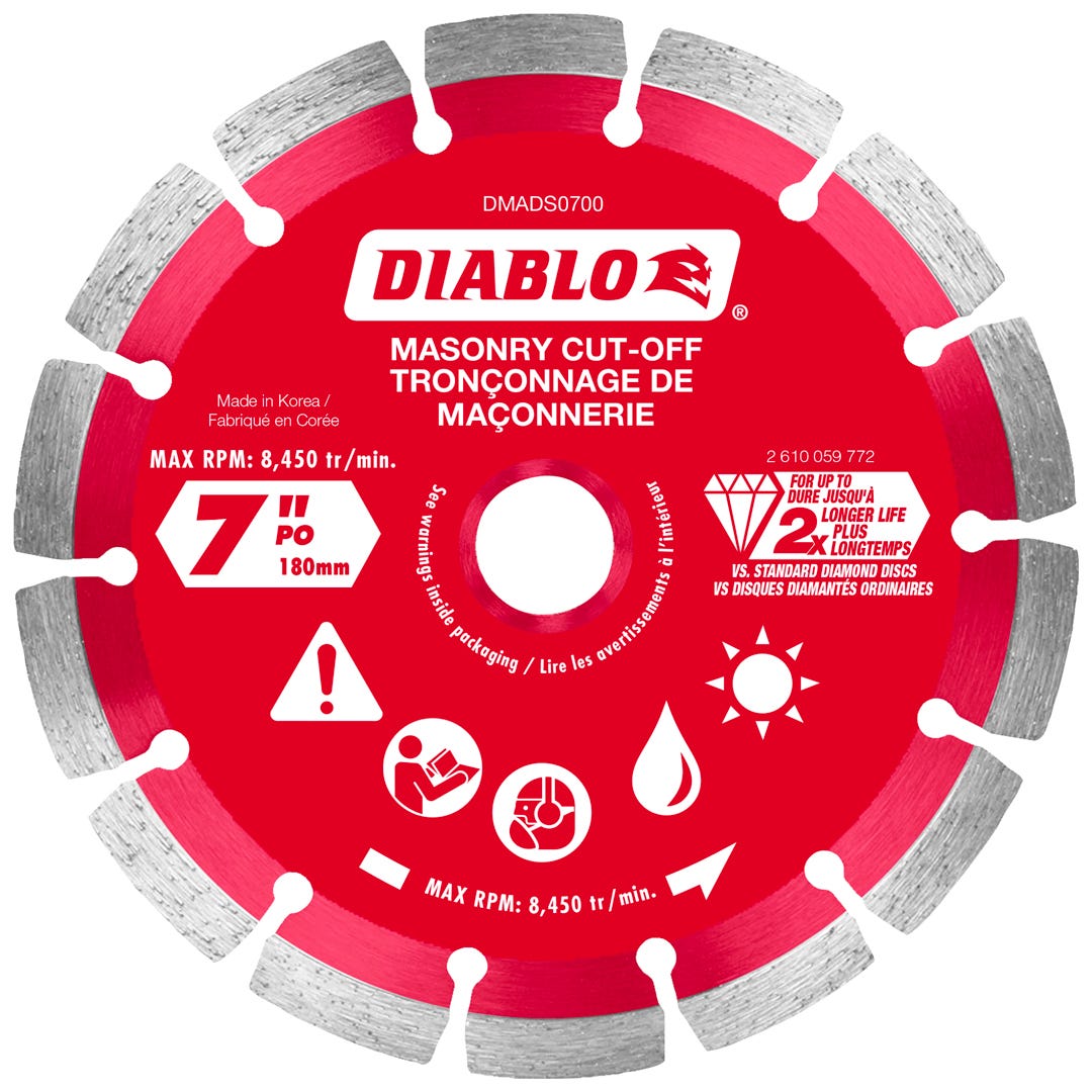 7 in. Diamond Segmented Rim Cut-Off Discs for Masonry