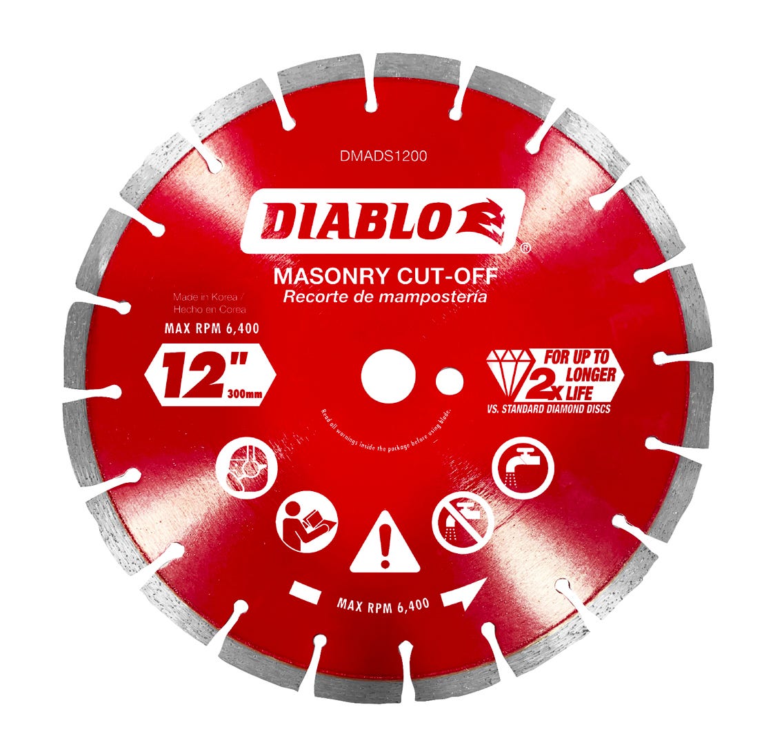 12 in. Diamond Segmented Rim Cut-Off Discs for Masonry