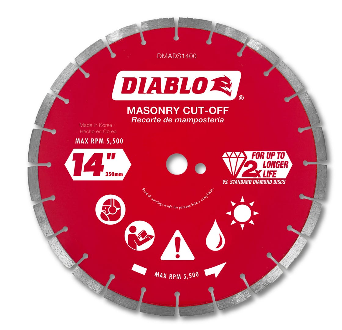14 in. Diamond Segmented Rim Cut-Off Discs for Masonry