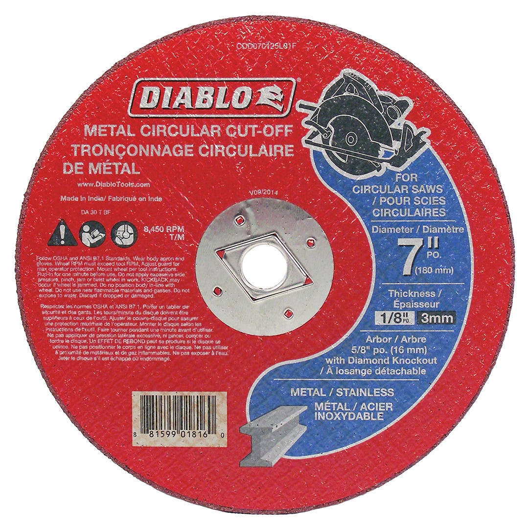 Metal Grinding Disc, 7 in. X 1/4 in.