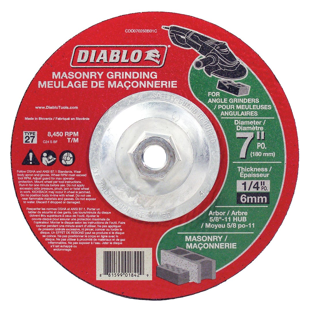 Masonry Grinding Disc, type 27, 5 in.x 1/16 in.