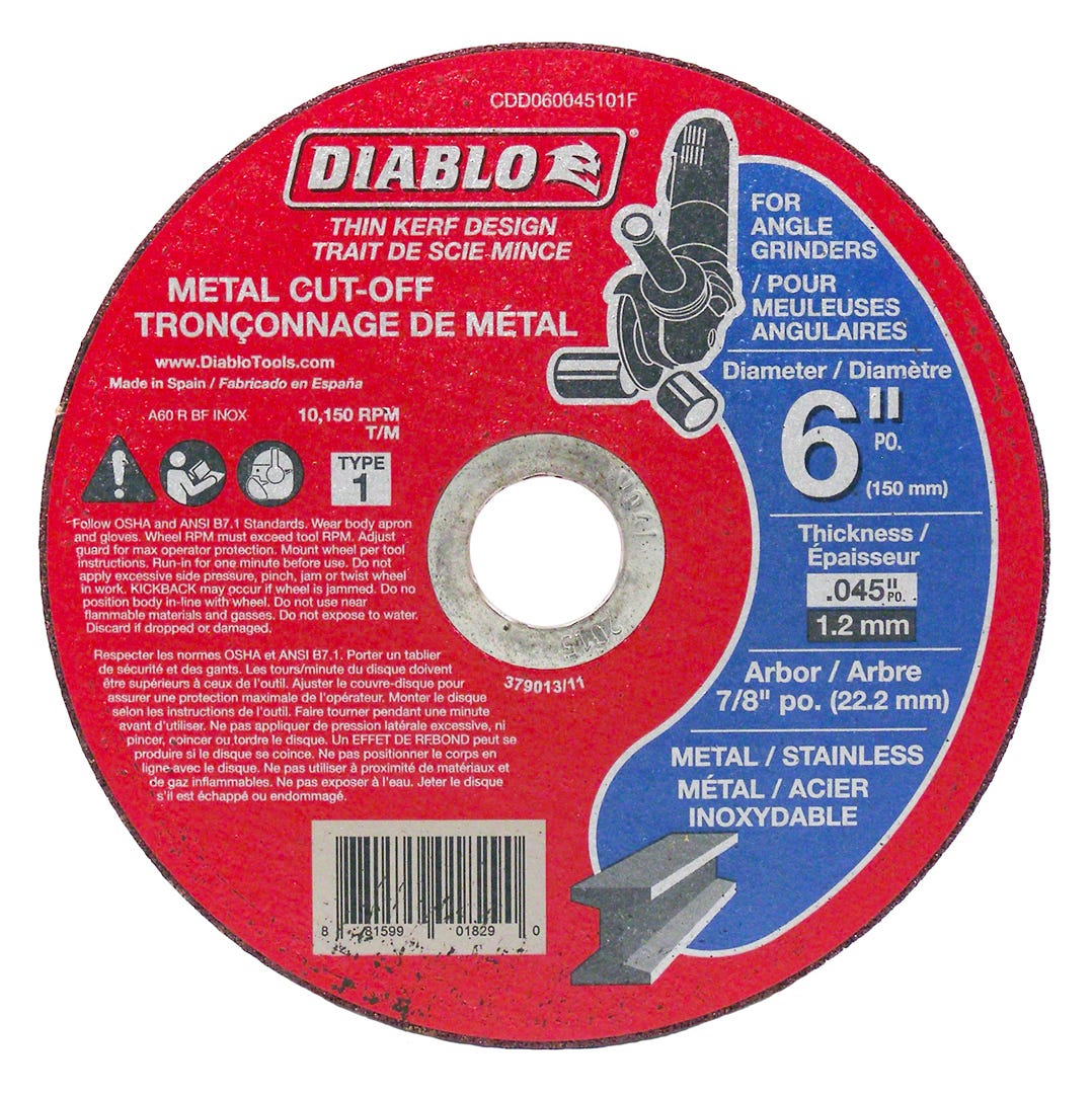 Metal Cut-Off Disc, type 1, 6 in.