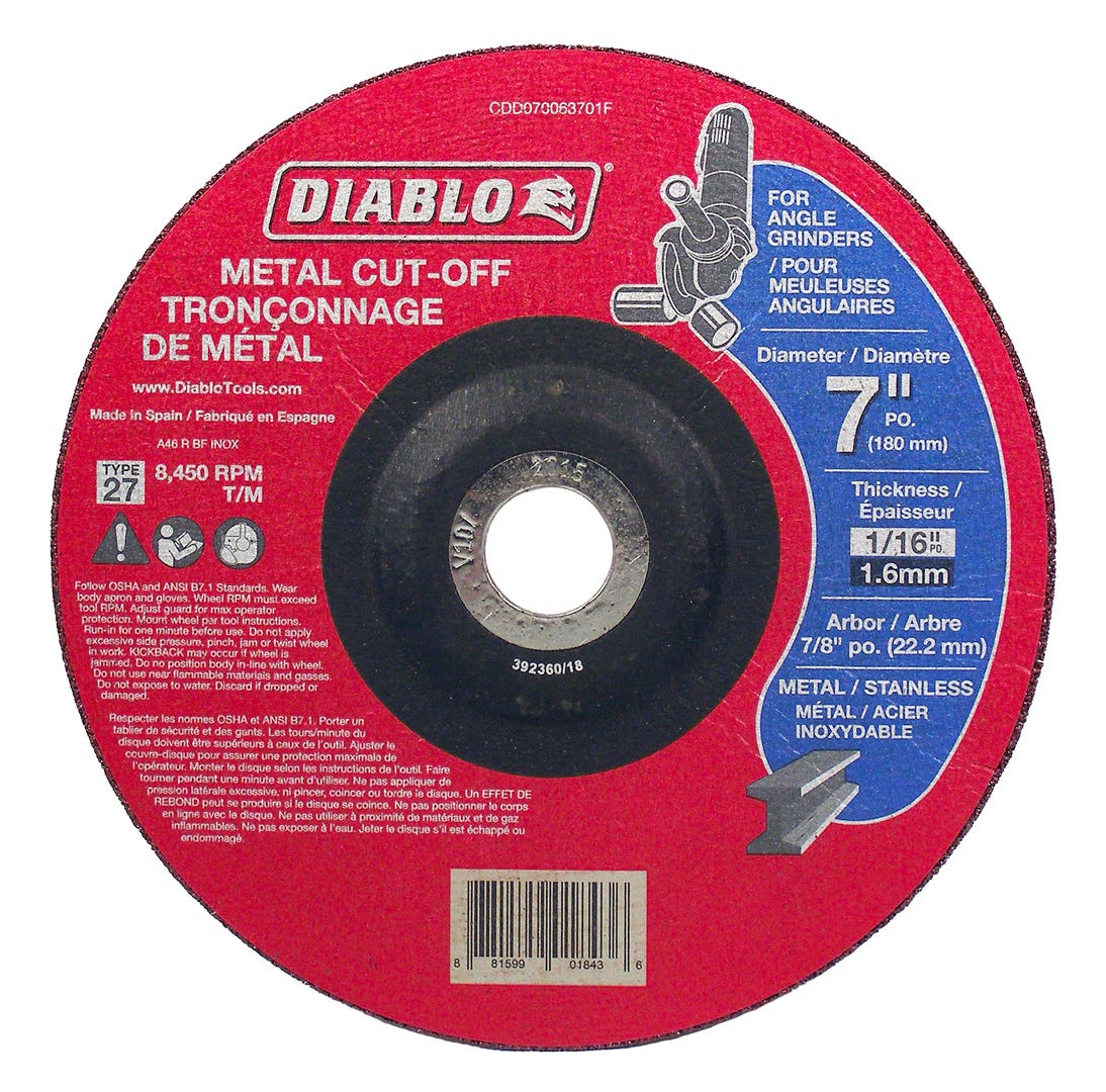 Metal Cut-Off Disc, type 27, 7 in.