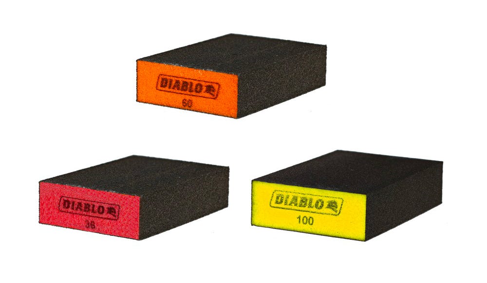 Flat Sanding Sponge, Assorted Grits, 3/Pack