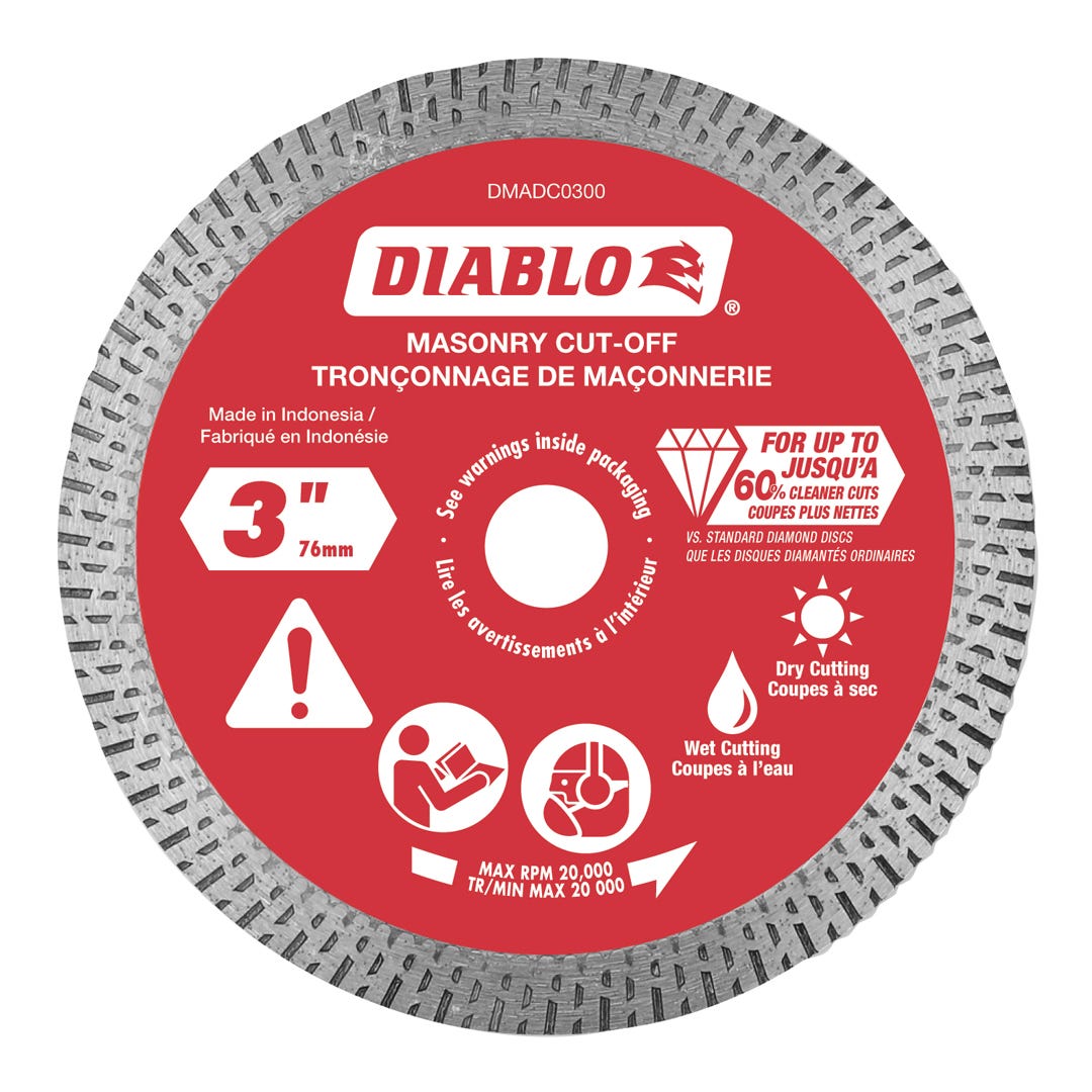 3 in. Diamond Continuous Rim Cut-Off Discs for Masonry