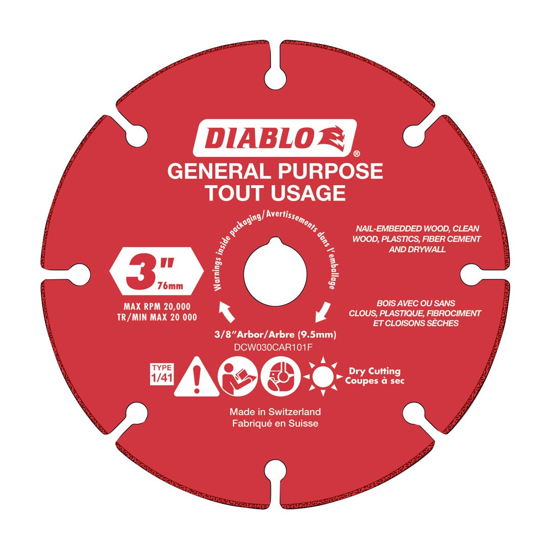 Carbide Grit Cut-Off Disc, Multi-Materials, 3 in.