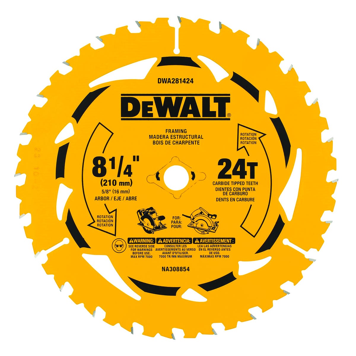 DEWALT Circular Saw Blade, 24 Teeth, 8-1/4 in.