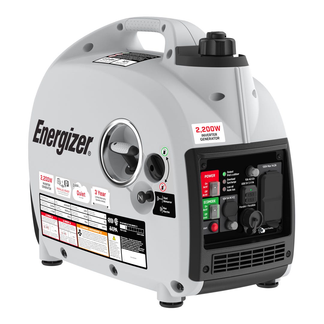 Portable Gasoline-Powered EZV2200P Inverter Generator, Quiet, 2200 W