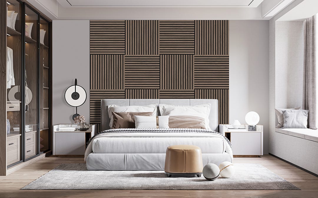 Acoustic Tile Set, 24 in x 24 in, Walnut