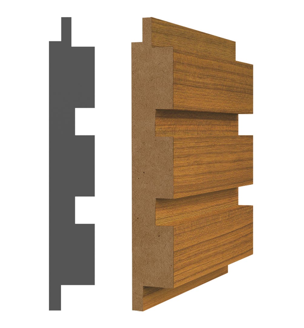 CRENO-M Paneling, 3/4 in. x 4-3/4 in. x 110 in., teck MDF, 2/Pack