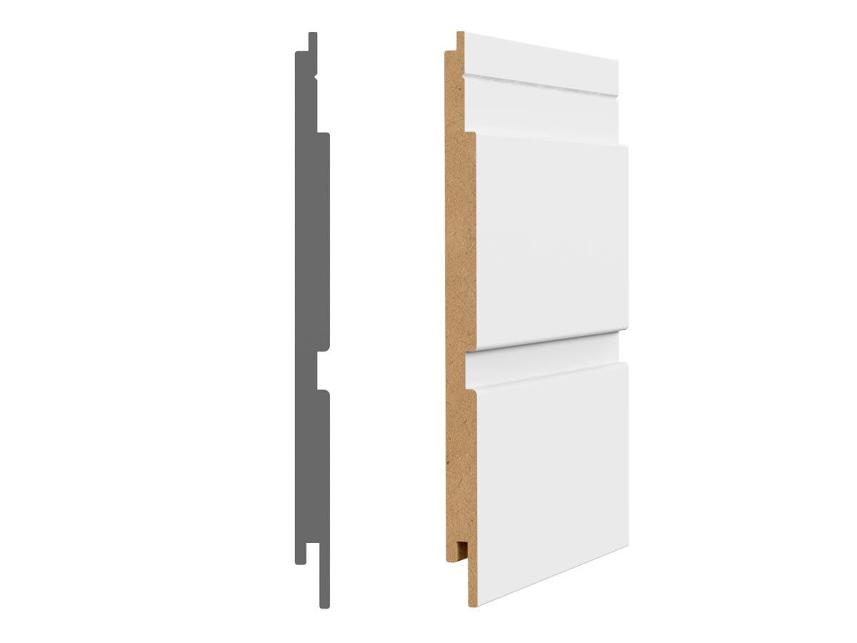 Shiplap-S, 3/8 in. X 5-3/4 in. X 96 in., White Primed MDF, 4/Pack