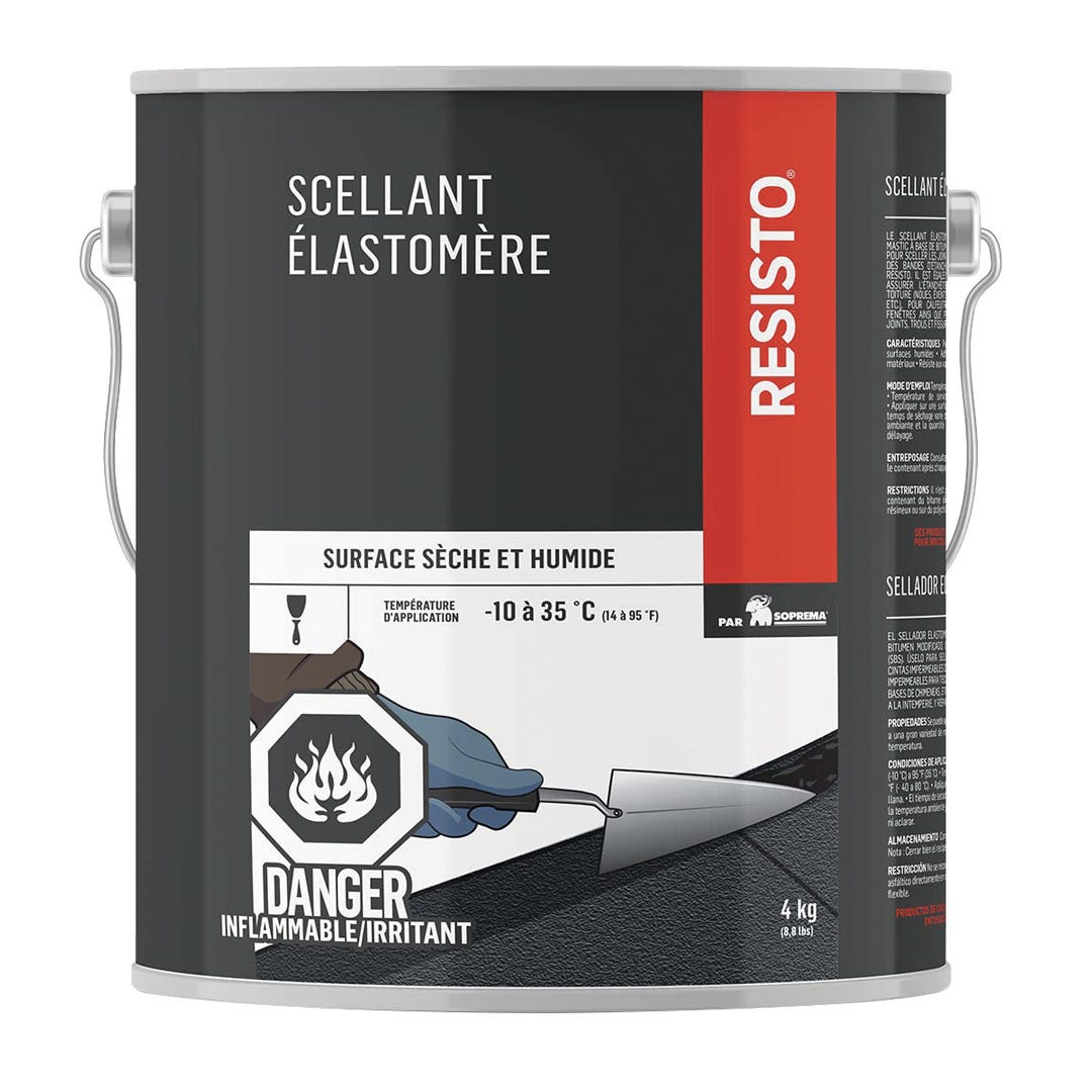 Elastomeric Sealant RESISTO for Dry and Wet Surfaces, Black, 4 kg