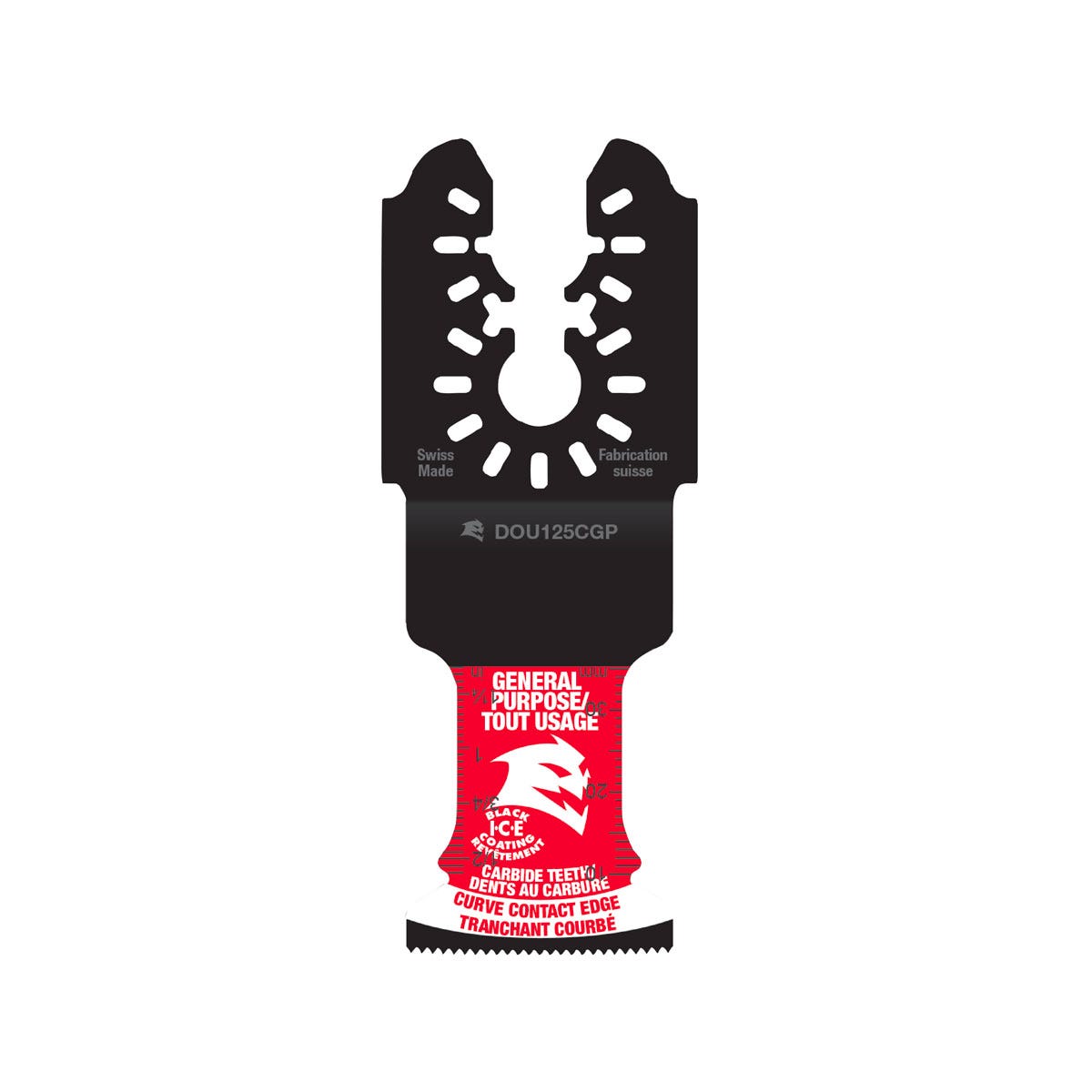 1-1/4-in. Universal Fit Carbide Oscillating Blade for General Purpose Cuts 3.75-in. X 6.5-in. X 0.5-in., Black & Red